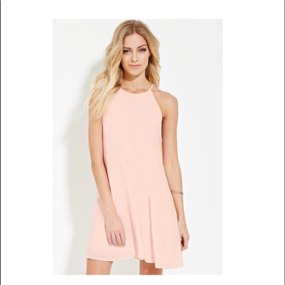 Sleeveless Light Pink Fitted Top Flow Bottom Dress